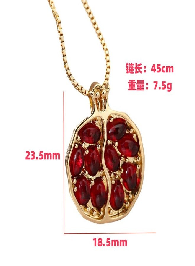 sunglnl Pomegranate Necklace For Women, Gold Fruit Pendant Persephone Necklaces Red Pomegranates Charm Metallic Style Jewelry Gift (pomegranate) - Image 5